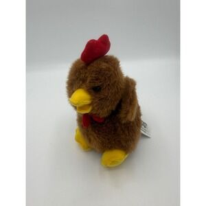Great American Fun Corp Brown Rooster Plush 81012 Red Comb Farm Animal Toy 8"